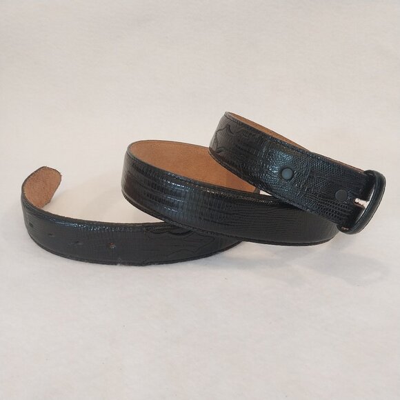 Tony Lama Belt Western Black Lizard Embossed Leather Mens 42 Made in USA C40963 - Picture 1 of 8